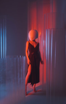 Futuristic / Cosmic Female/With White Helmet/Mask