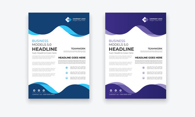 Template vector design for Brochure, Annual Report, Magazine, Poster, Corporate Presentation, Portfolio, Flyer, infographic, layout modern with blue color size A4, Front and back, Easy to use.