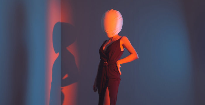 Futuristic / Cosmic Female/With White Helmet/Mask