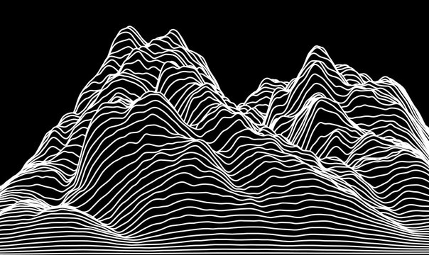 Digital surface made of lines. Abstract technology illustration