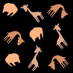 African animal vector set, antelope, elephant, giraffe