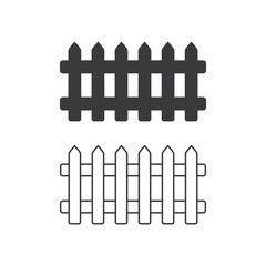 Fence icons. wooden fence vector illustration, isolated on white background