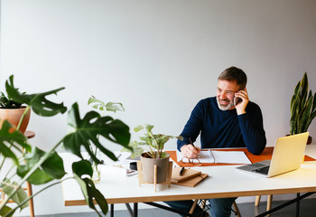 Man working in a modern office.
