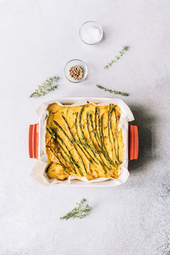 Vegan quiche with wild asparagus