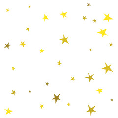 Golden cute hand drawn stars. Abstract vector background with yellow starry.
