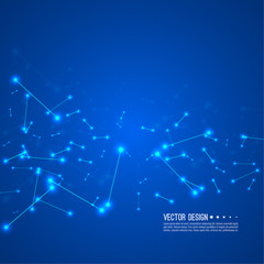 Virtual abstract background with particle, molecule structure. Genetic and chemical compounds. Science and connection concept. Social network. Techno vector illustration.