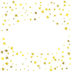 Golden cute hand drawn stars. Abstract vector background with yellow starry.