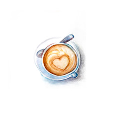 Aquarelle painting of coffee sketch art illustration