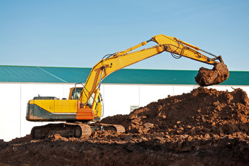 A tracked excavator. Special equipment for construction.