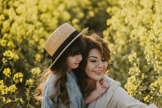 Mother and daughter having fun