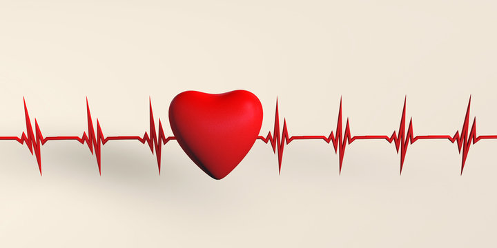 Heart pusle 3d rendered isolated on white