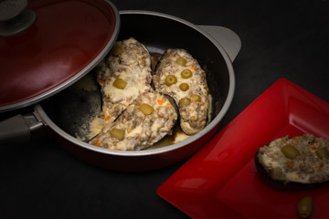 Eggplants stuffed with meat and vegetables