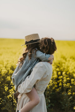 Mother and daughter having fun