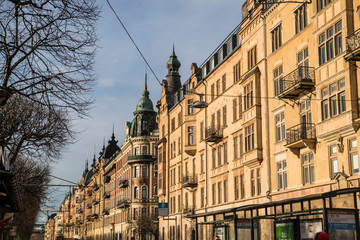 Fototapeta na wymiar colorful facade in stockholm sweden 