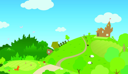 Countryside Landscape Cartoon
