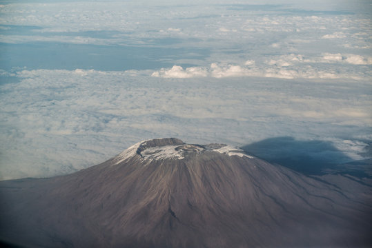 aerial view of mount kilimanjaro the highest mountain in africa