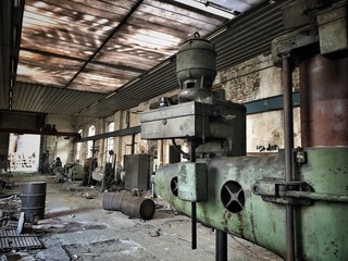 inside an old factory outside the city