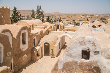 traditional houses in a desert village of tunisia