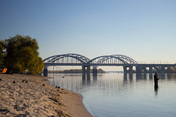 view towards the right bank of Dnieper river From Dniprovska Embankment, Kyiv