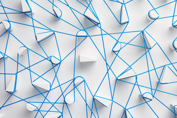 Isolated element among blue threads