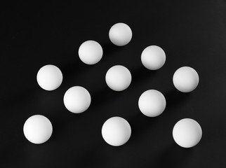abstract geometric white balls isolated on black background