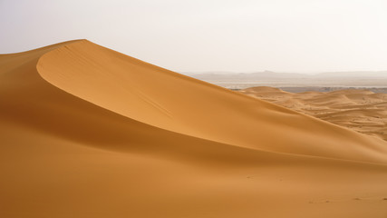 The huge seas of dunes of Erg Chebbi near Merzouga in southeastern Morocco.