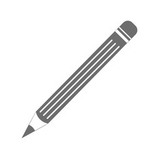 Pencil icon, grey color. Isolated vector illustration on white background.