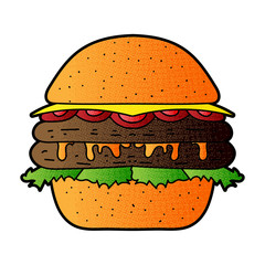 burger vector design. digital hand drawn. halftone texture