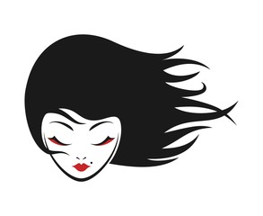 Design of pretty girl face draw