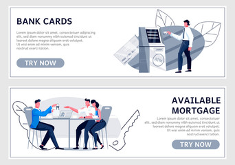 Bank Horizontal Banners Set