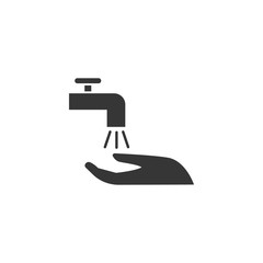Wash hands under a tap with water. Care for cleanliness