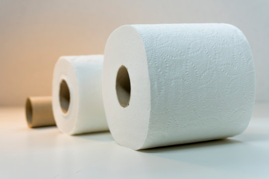 Descending Rolls of Toilet Paper (TP) from largest in front to empty roll in back.