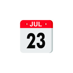 Icon calendar day 23July, summer days of the year on a white background. Vector illustration. EPS 10.