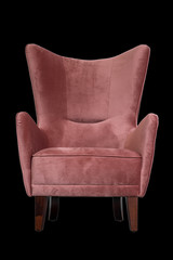 modern chic large armchair isolated on black background