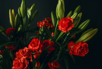 bouquet of red tulips