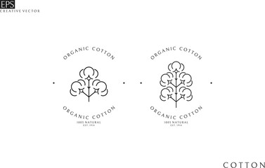 Organic cotton. Logo template. Outline style