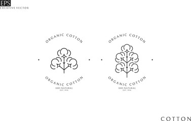 Obraz premium Organic cotton. Logo template. Outline style