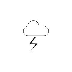 Thunderstorm icon. Thin linear thunderstorm outline icon isolated on white background from weather collection. Line vector sign, symbol for web and mobile