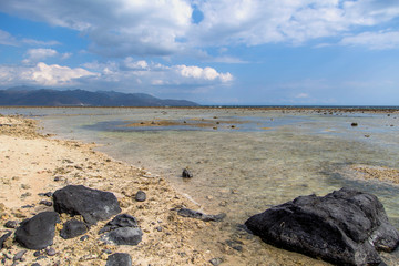 The beautiful ocean coast of Gili Trawangan island, Bali, Indonesia.