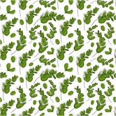 Leaves and twigs green pattern