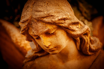 Close up angel in the sunlight (antique statue)