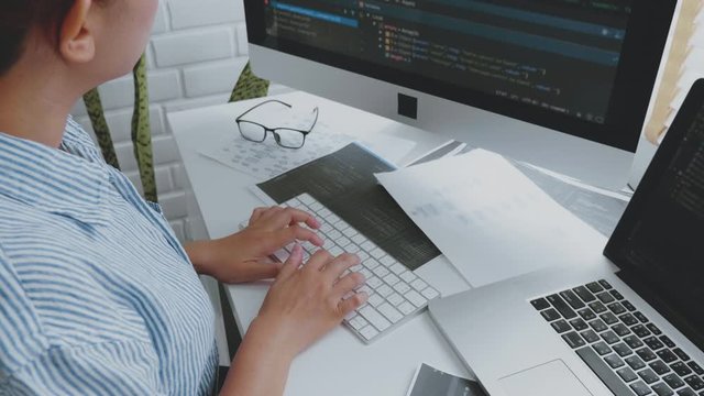 Developing programmer Development Website design and coding technologies working at home