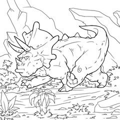 Coloring page. Cartoon dinosaur. drawing illustration for kids and children. © Михаил Пенькевич