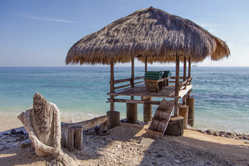 The beautiful ocean coast of Gili Trawangan island, Bali, Indonesia.