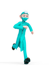 old doctor cartoon is running