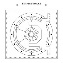 bank vault Door, bank door, editable stroke, line