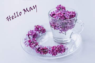 Obraz na płótnie Canvas lilac flowers in a glass cup