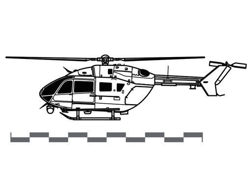 Eurocopter UH-72 Lakota. Vector drawing of light utility helicopter. Side view. Image for illustration and infographics.