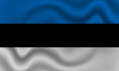 national flag of Estonia on wavy cotton fabric. Realistic vector illustration.