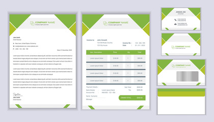 Classic stationery business corporate identity design with Letterhead template, invoice and business card.